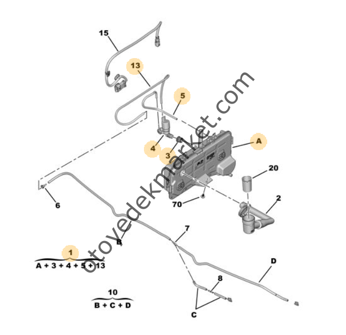 Opel Combo (2019-2023) Cam Silecek Suyu Deposu (Orijinal)