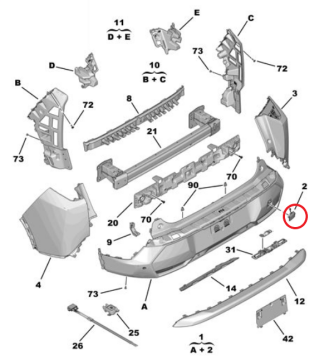Peugeot 5008 (2024-2025) Arka Tampon Çeki Demiri Kapağı (Orijinal)