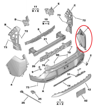 Peugeot 5008 (2024-2025) Arka Tampon Sağ Köşesi (Orijinal)