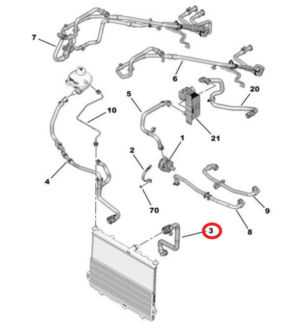 Citroen e-C3 (2024-2026) Su Radyatörü Üst Hortumu (Orijinal)