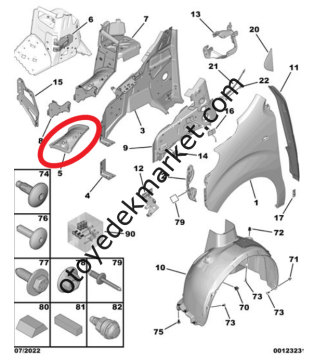 Citroen Berlingo (2019-2024) Sol Ön Çamurluk Davlumbazı (Orjinal)