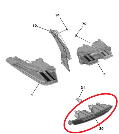 Peugeot 3008 (2024-2025) Arka Tampon Sağ Sis Lambası (Orijinal)