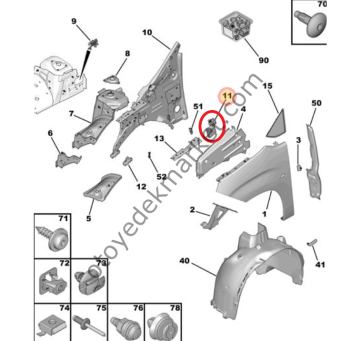 Citroen Berlingo (2019-2024) Kaput Sol Menteşe Ayağı (Orijinal)