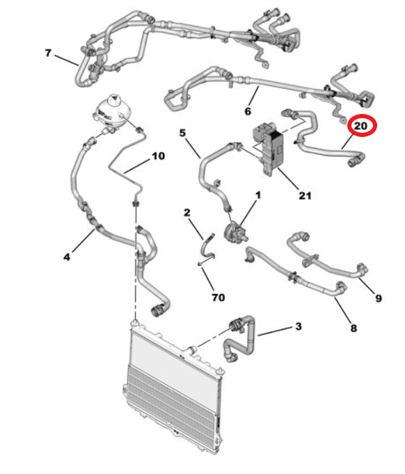 Citroen e-C3 (2024-2026)  Motor Giriş Suyu Hortumu (Orijinal)