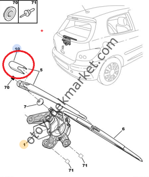 PEUGEOT 206 ARKA SİLECEK KAPAĞI (ORİJİNAL)