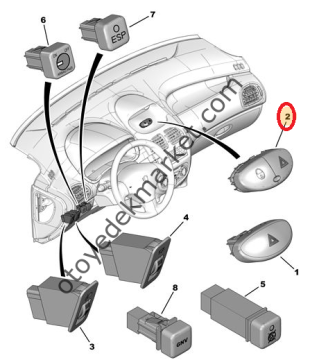 PEUGEOT 206 DÖRTLÜ DÜĞMESİ ÇİFTLİ (ORİJİNAL)