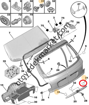 Citroen Berlingo (1998-2008) Kapı Çıta Klipsi (Orijinal)