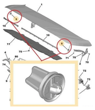 Citroen Berlingo (2019-2025) Motor Kaput Destek Ayar Burç Takozu (Orijinal)