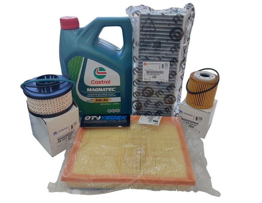 Peugeot Rifter (2019-2024) 1.5 BlueHdi Karbon Polenli Filtre Bakım Seti + 5w30 Castrol (Orijinal)