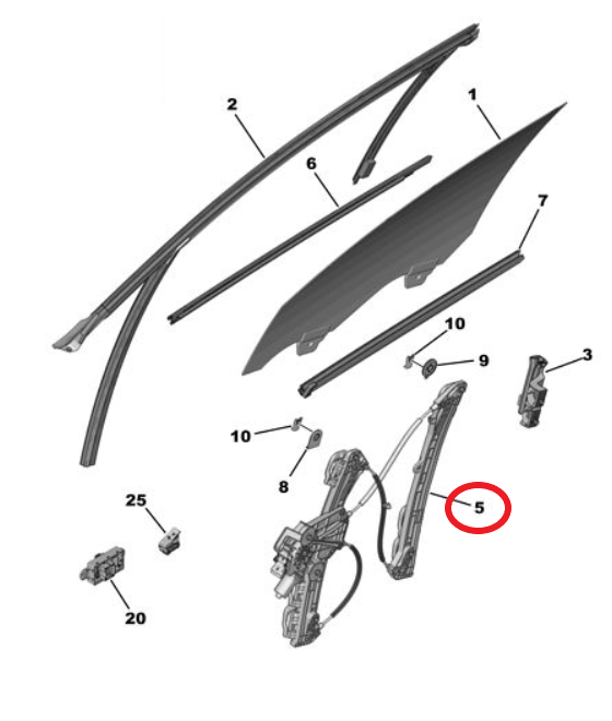 DS9 (2020-2025) Sol Ön Kapı Cam Elektrik Motorlu Krikosu (Orijinal)