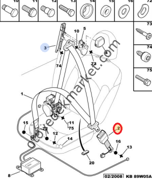 PEUGEOT 206 EMNİYET KEMER FÜNYESİ (ORJİNAL)