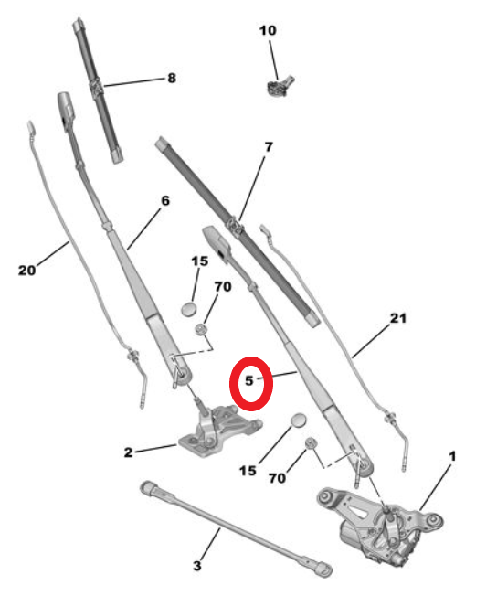Peugeot 3008 (2024-2025) Ön Cam Sol Silecek Kolu (Orijinal)