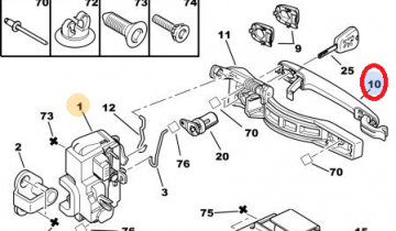 Peugeot 307 (2001-2008) Sol Ön Kapı Dış Açma Kolu İç Mekanizması (Orijinal)