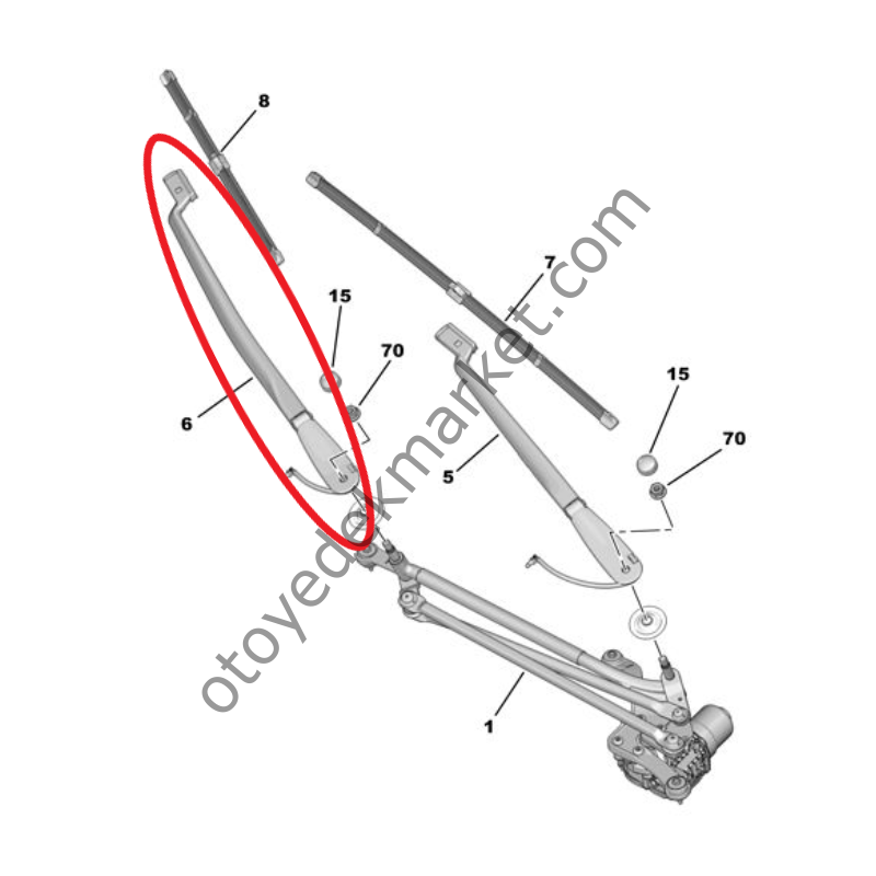 Peugeot 508 (2019-2025) Ön Cam Sağ Silecek Kolu (Orijinal)