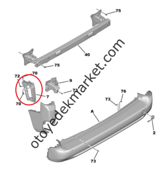 Citroen Berlingo (2018-2024) Arka Tampon Sol Yan Bağlantı Ayağı Braketi (Orijinal)