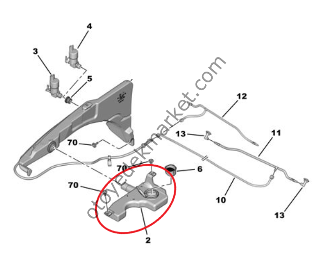 Peugeot 508 (2019-2025) Ön Cam Silecek Su Üst Borusu (Orijinal)
