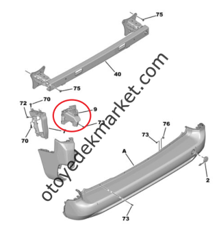 Citroen Berlingo (2019-2024) Arka Tampon Sağ Üst Bağlantı Ayağı Braketi (Orijinal)