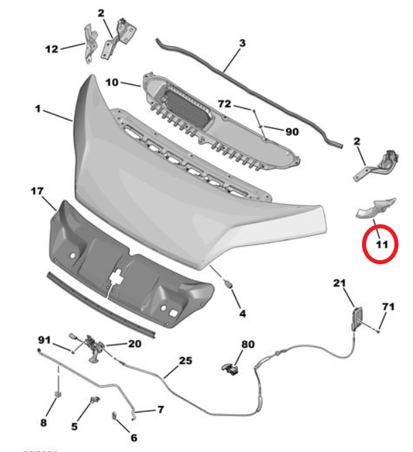 Citroen Jumper (Relay) (2024-2025) Motor Kaputu Sol Ara Parçası (Orijinal)