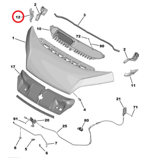 Peugeot Boxer (2024-2025) Motor Kaputu Sağ Ara Parçası (Orijinal)