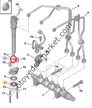 Peugeot 307 (2002-2008) 1,6 Hdı Enjektör Alt Pulu (Orijinal)