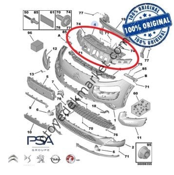 Citroen C4 Cactus Ön Tampon Üst Plastik (Orijinal)