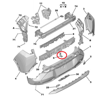 Peugeot 3008 (2024-2025) Arka Tampon Bağlantı Ayağı (Orijinal)