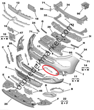 Citroen C4 (2021-2026) Ön Tampon Sağ Lamba Çıtası (Orijinal)