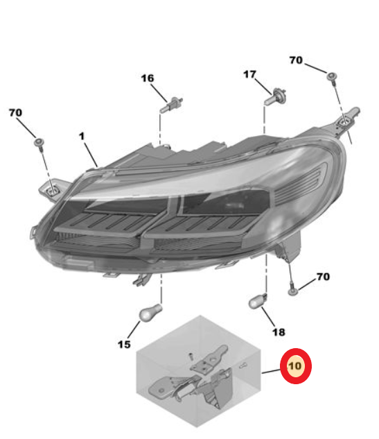 Peugeot Expert (2022-2026) Sol Ön Far Onarım Kiti (Orijinal)