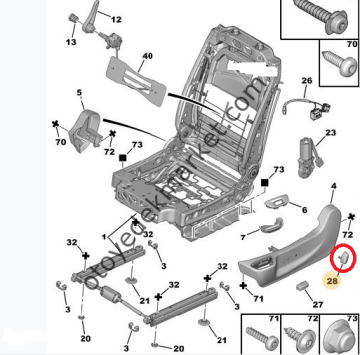 Peugeot 407 (2004-2011) Koltuk Ayar Düğmesi Sırt Kısmı İçin (Orijinal)