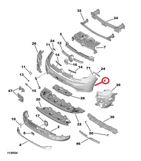 Citroen C4 ve C4 X (2025-2026) Ön Tampon (Orijinal)
