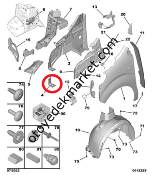 Citroen Spacetourer (2017-2024) Sol Ön Çamurluk Bağlantı Ayağı (Orjinal)