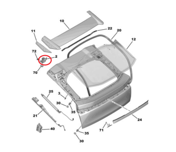 Peugeot 5008 (2024-2026) Bagaj Kapağı Sağ Menteşesi (Orijinal)