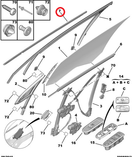 CİTROEN C5 SAĞ ÖN CAM DIŞ FİTİLİ (ORJİNAL)