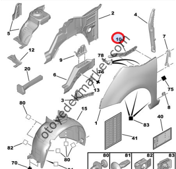 Citroen Picasso (2006-2011) Sağ Çamurluk Bağlantısı (Orijinal)