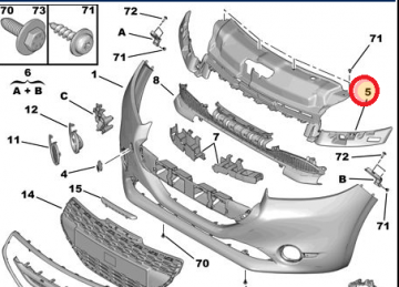 Peugeot 208 (2016-2020) Ön Tampon Üst Panjuru (İthal)