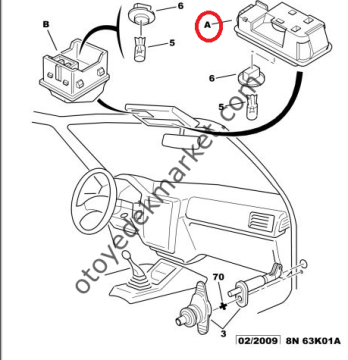 Peugeot 106 Tavan Aydınlatma Lambası (İthal)