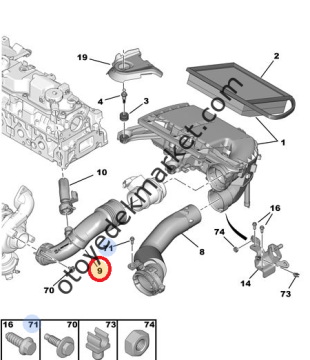 PEUGEOT 308 (2011-2014) 1,6 HDİ EURO 5 HAVA FİLTRE HORTUMU (ORİJİNAL)