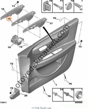 Citroen C4 (2006-2012) Sağ Ön Cam Kumanda Düğme Çerçevesi 2 Düğmeli (Orijinal)