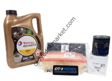 Peugeot 208 (2012-2019) 1,2 Benzinli 82hp Filtre Bakım Seti (Orijinal) Ve 5w30 Motor Yağı