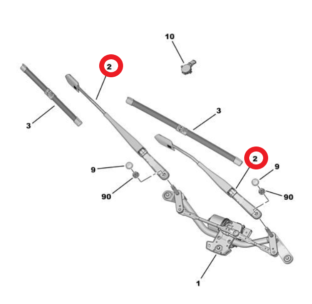 Citroen C3 (2024-2026) Ön Sol Cam Silecek Kolu (Orijinal)