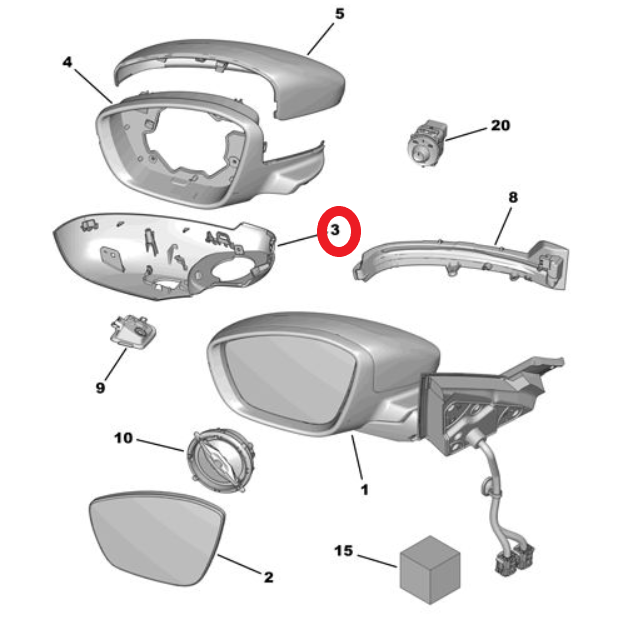DS9 (2020-2025) Sol Ön Dikiz Aynası Kutusu (Orijinal)