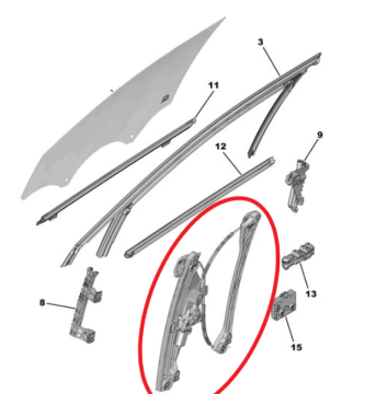 Peugeot 3008 (2024-2025) Sol Ön Kapı Camı Elektrik Motorlu Kriko Mekanizması (Orijinal)