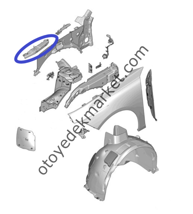 Peugeot 508 (2019-2023) Sol Ön Çamurluk Üst Ön Bağlantı Ayağı (Orijinal)