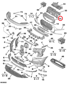 DS7 (2018-2022) Ön Panjur Izgarası Mesnedi (Orijinal)