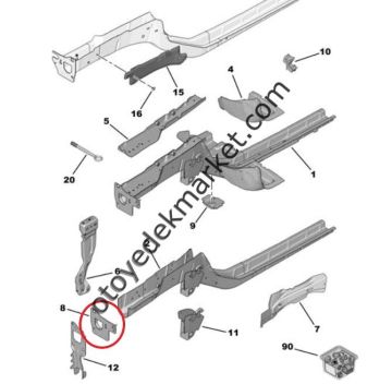Citroen C4 (2021-2024) Ön Sağ Şasi Kolu Ucu Bağlantı Sacı (Orijinal)