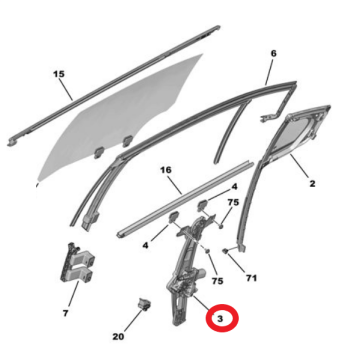 DS9 (2020-2025) Sağ Arka Kapı Cam Kriko Mekanizması (Orijinal)