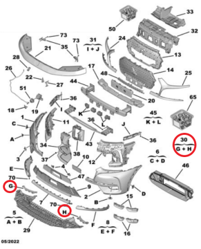 DS7 (2018-2022) Ön Tampon Sol ve Sağ Alt Plastiği (Orijinal)
