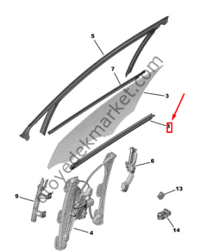 Opel Corsa (2020-2025) Opel Corsa Sol Ön Kapı İç Sıyırıcı Fitil (Orijinal)