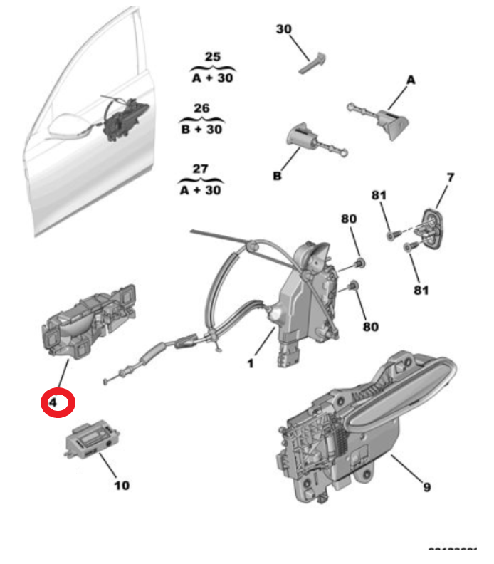 DS9 (2020-2025) Sağ Arka Kapı İç Açma Kumandası (Orijinal)