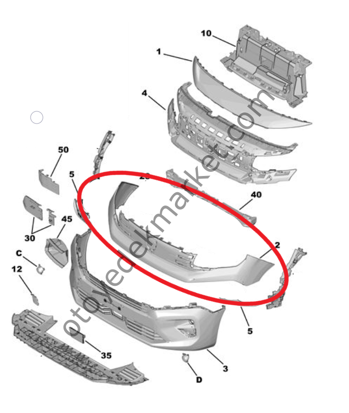Peugeot Partner (2024-2025) Ön Tampon Orta Parça (Orijinal)